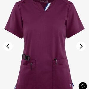 Butter-Soft Burgundy Scrub Top